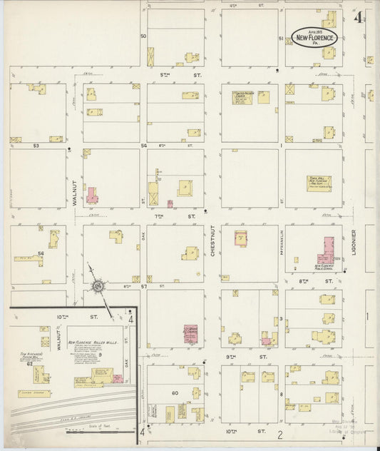 Sanborn Fire Insurance Map from New Florence, Westmoreland County, Pennsylvania (1915), Sheet #0004 - Historic Sanborn Fire Insurance Map Print, vintage old map wall art, antique decor, genealogy gift, Pennsylvania Pennsylvania map