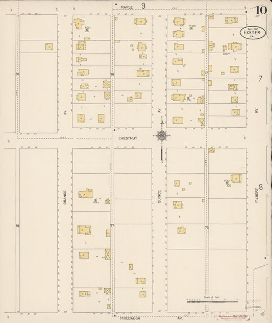 Sanborn Fire Insurance Map from Exeter, Tulare County, California (1912), Sheet #0010 - Historic Sanborn Fire Insurance Map Print, vintage old map wall art, antique decor, genealogy gift, California California map