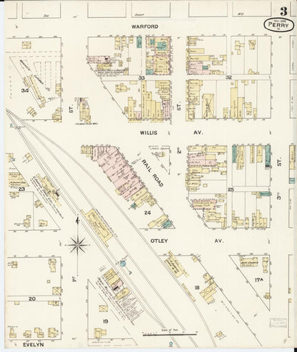 Sanborn Fire Insurance Map from Perry, Dallas County, Iowa (1888), Sheet #0003 - Historic Sanborn Fire Insurance Map Print, vintage old map wall art