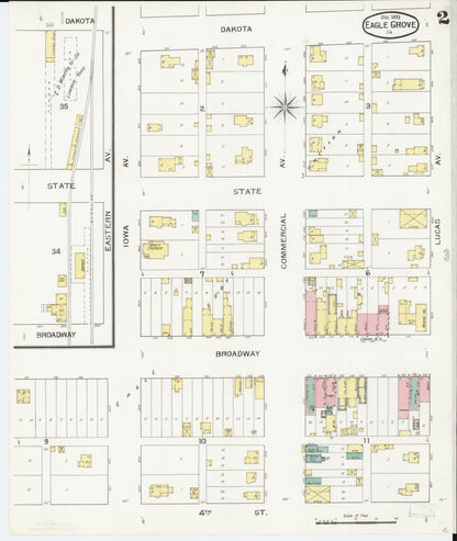 Sanborn Fire Insurance Map from Eagle Grove, Wright County, Iowa (1893), Sheet #0002 - Historic Sanborn Fire Insurance Map Print