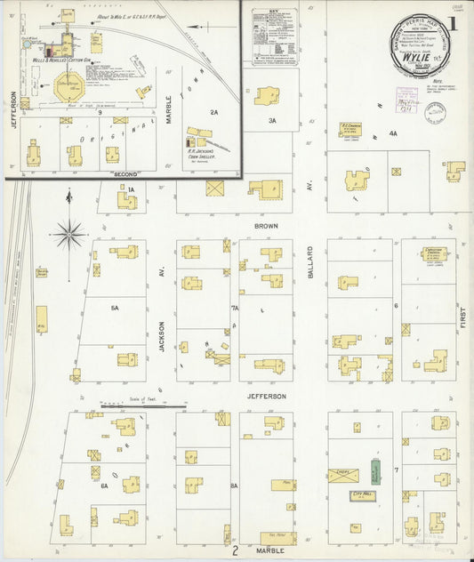 Sanborn Fire Insurance Map from Wolfe City, Hunt County, Texas (1901), Sheet #0001 - Complete Map Set gallery image, historic Sanborn map, vintage wall art, Texas Texas