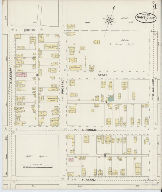 Sanborn Fire Insurance Map from Nanticoke, Luzerne County, Pennsylvania (1888), Sheet #0004 - Historic Sanborn Fire Insurance Map Print, vintage old map wall art, antique decor, genealogy gift, Pennsylvania Pennsylvania map