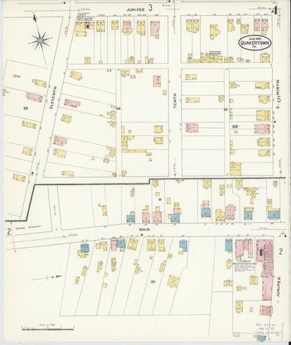 Sanborn Fire Insurance Map from Quakertown, Bucks County, Pennsylvania (1909), Sheet #0004 - Historic Sanborn Fire Insurance Map Print, vintage old map wall art, antique decor, genealogy gift, Pennsylvania Pennsylvania map
