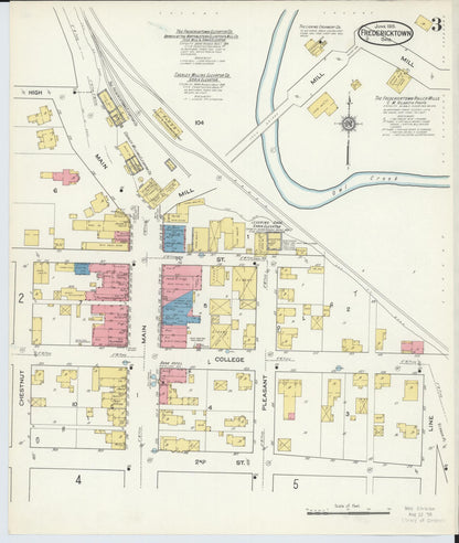 Sanborn Fire Insurance Map from Fredericktown, Knox County, Ohio (1915), Sheet #0003 - Historic Sanborn Fire Insurance Map Print, vintage old map wall art, antique decor, genealogy gift, Ohio Ohio map