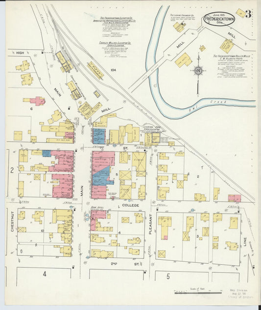 Sanborn Fire Insurance Map from Fredericktown, Knox County, Ohio (1915), Sheet #0003 - Historic Sanborn Fire Insurance Map Print, vintage old map wall art, antique decor, genealogy gift, Ohio Ohio map