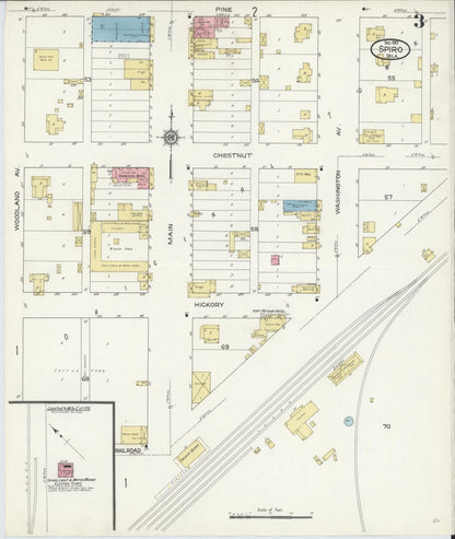 Sanborn Fire Insurance Map from Spiro, Le Flore County, Oklahoma (1913), Sheet #0003 - Complete Map Set gallery image, historic Sanborn map, vintage wall art, Oklahoma Oklahoma