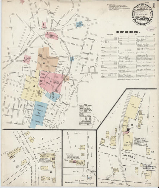 Sanborn Fire Insurance Map from Stoneham, Middlesex County, Massachusetts (1887), Sheet #0001 - Complete Map Set gallery image, historic Sanborn map, vintage wall art, Massachusetts Massachusetts