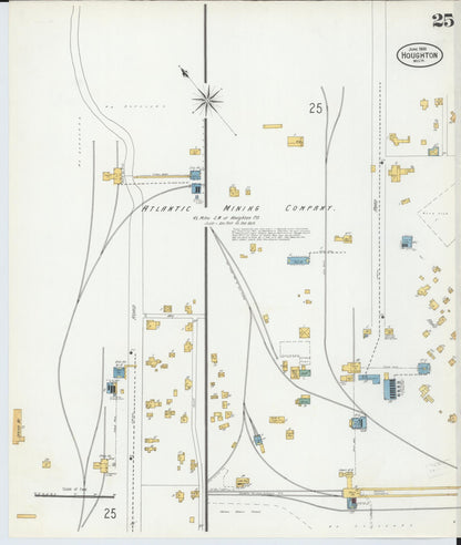 Sanborn Fire Insurance Map from Houghton, Houghton County, Michigan (1900), Sheet #0025 - Complete Map Set gallery image, historic Sanborn map, vintage wall art, Michigan Michigan