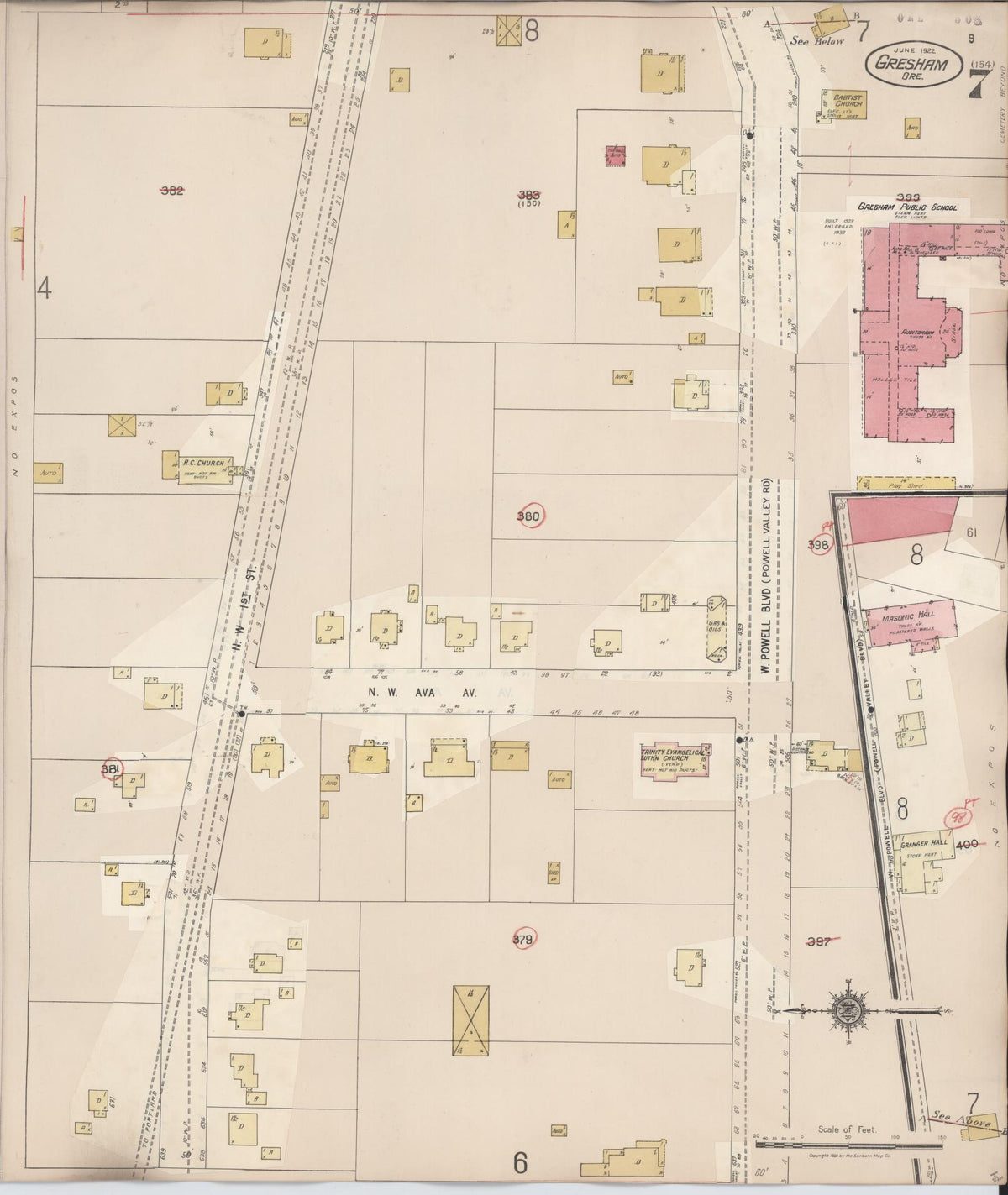 Sanborn Fire Insurance Map from Gresham, Multnomah County, Oregon (1941), Sheet #0007 - Historic Sanborn Fire Insurance Map Print, vintage old map wall art, antique decor, genealogy gift, Oregon Oregon map