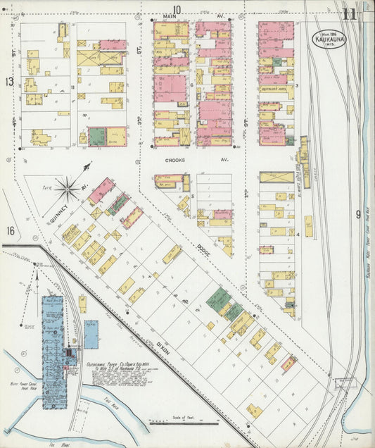 Sanborn Fire Insurance Map from Kaukauna, Outagamie County, Wisconsin (1906), Sheet #0011 - Historic Sanborn Fire Insurance Map Print, vintage old map wall art, antique decor, genealogy gift, Wisconsin Wisconsin map
