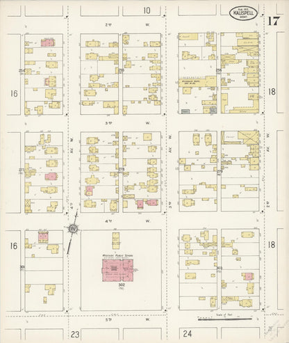 Sanborn Fire Insurance Map from Kalispell, Flathead County, Montana (1910), Sheet #0017 - Complete Map Set gallery image, historic Sanborn map, vintage wall art, Montana Montana