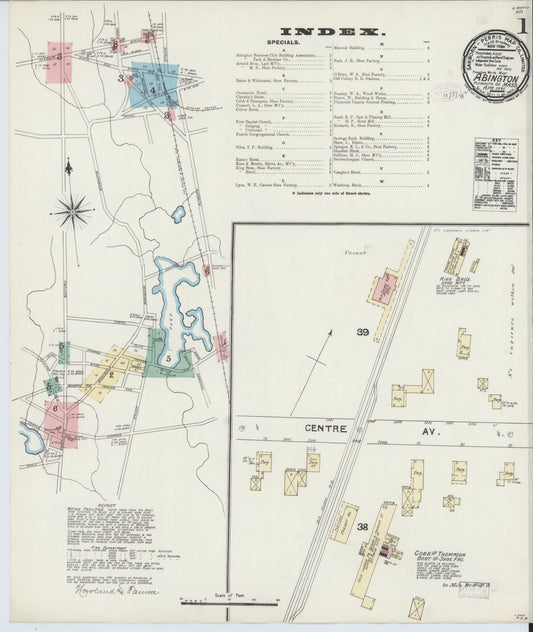 Sanborn Fire Insurance Map from Abington, Plymouth County, Massachusetts (1891), Sheet #0001 - Complete Map Set gallery image, historic Sanborn map, vintage wall art, Massachusetts Massachusetts