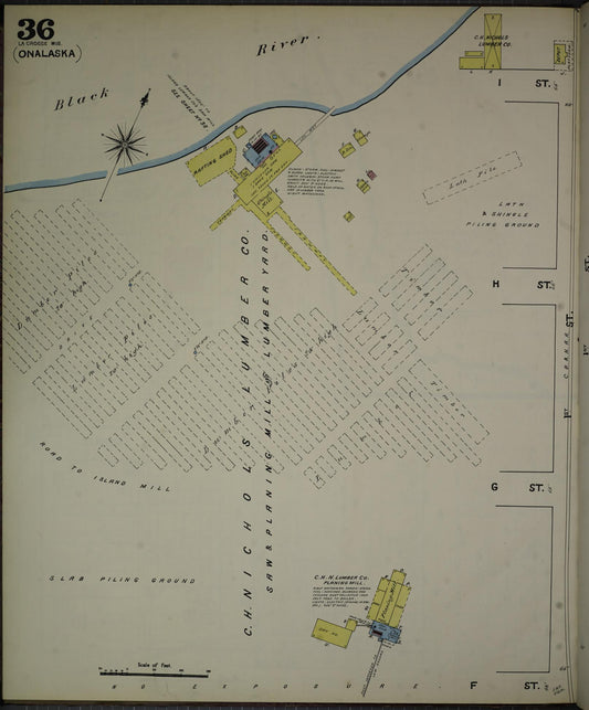 Sanborn Fire Insurance Map from La Crosse, La Crosse County, Wisconsin (1891), Sheet #0036 - Historic Sanborn Fire Insurance Map Print, vintage old map wall art, antique decor, genealogy gift, Wisconsin Wisconsin map