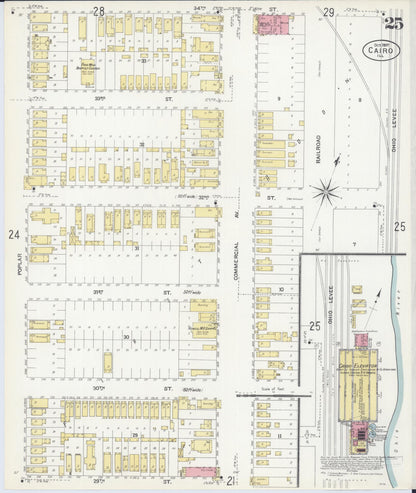 Sanborn Fire Insurance Map from Cairo, Alexander County, Illinois (1907), Sheet #0025 - Historic Sanborn Fire Insurance Map Print, vintage old map wall art, antique decor, genealogy gift, Illinois Illinois map