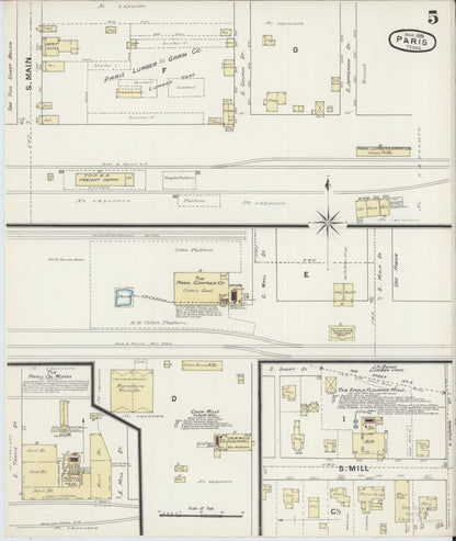 Sanborn Fire Insurance Map from Paris, Lamar County, Texas (1888), Sheet #0005 - Historic Sanborn Fire Insurance Map Print, vintage old map wall art, antique decor, genealogy gift, Texas Texas map
