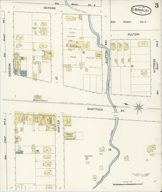 Sanborn Fire Insurance Map from East Berkeley, Alameda County, California (1890), Sheet #0003 - Historic Sanborn Fire Insurance Map Print, vintage old map wall art, antique decor, genealogy gift, California California map