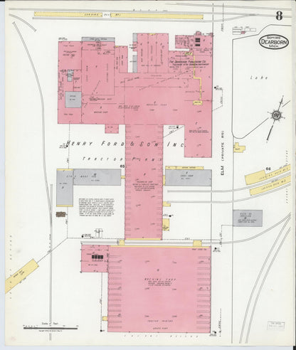 Sanborn Fire Insurance Map from Dearborn, Wayne County, Michigan (1919), Sheet #0008 - Complete Map Set gallery image, historic Sanborn map, vintage wall art, Michigan Michigan