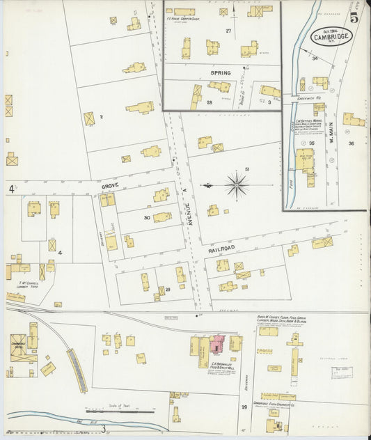 Sanborn Fire Insurance Map from Cambridge, Washington County, New York (1904), Sheet #0005 - Historic Sanborn Fire Insurance Map Print, vintage old map wall art, antique decor, genealogy gift, New York New York map