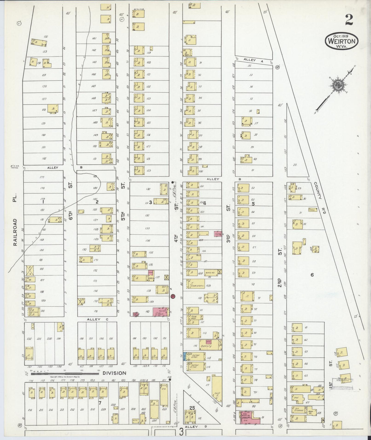 Sanborn Fire Insurance Map from Weirton, Hancock County, West Virginia (1919), Sheet #0002 - Historic Sanborn Fire Insurance Map Print, vintage old map wall art, antique decor, genealogy gift, West Virginia West Virginia map