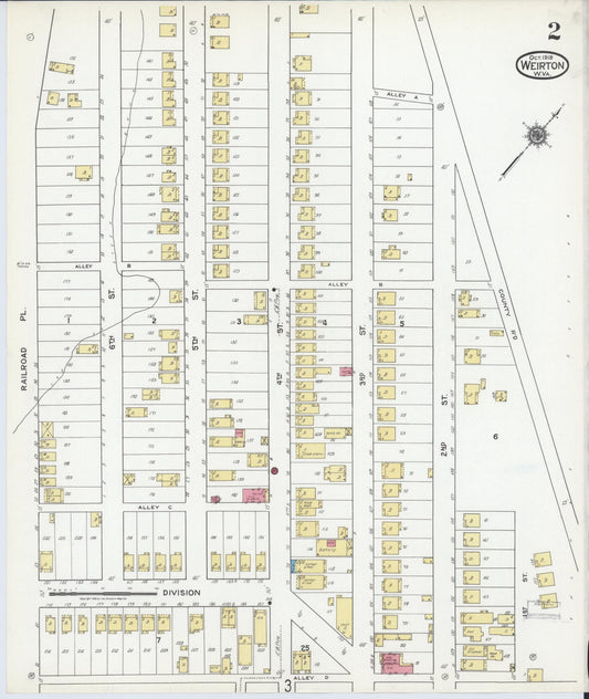 Sanborn Fire Insurance Map from Weirton, Hancock County, West Virginia (1919), Sheet #0002 - Historic Sanborn Fire Insurance Map Print, vintage old map wall art, antique decor, genealogy gift, West Virginia West Virginia map
