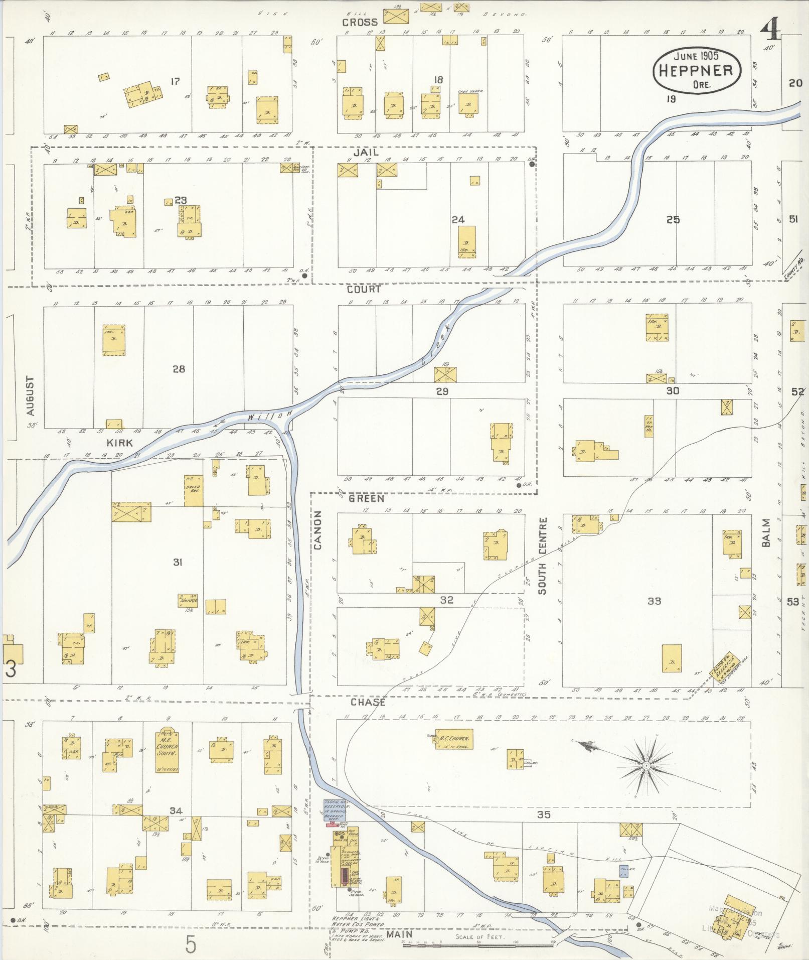 Sanborn Fire Insurance Map from Heppner, Morrow County, Oregon (1905), Sheet #0004 - Complete Map Set gallery image, historic Sanborn map, vintage wall art, Oregon Oregon