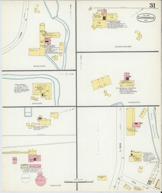 Sanborn Fire Insurance Map from Gloversville, Fulton County, New York (1902), Sheet #0031 - Historic Sanborn Fire Insurance Map Print, vintage old map wall art, antique decor, genealogy gift, New York New York map