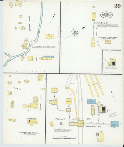 Sanborn Fire Insurance Map from Red Jacket, Houghton County, Michigan (1908), Sheet #0029 - Historic Sanborn Fire Insurance Map Print, vintage old map wall art, antique decor, genealogy gift, Michigan Michigan map