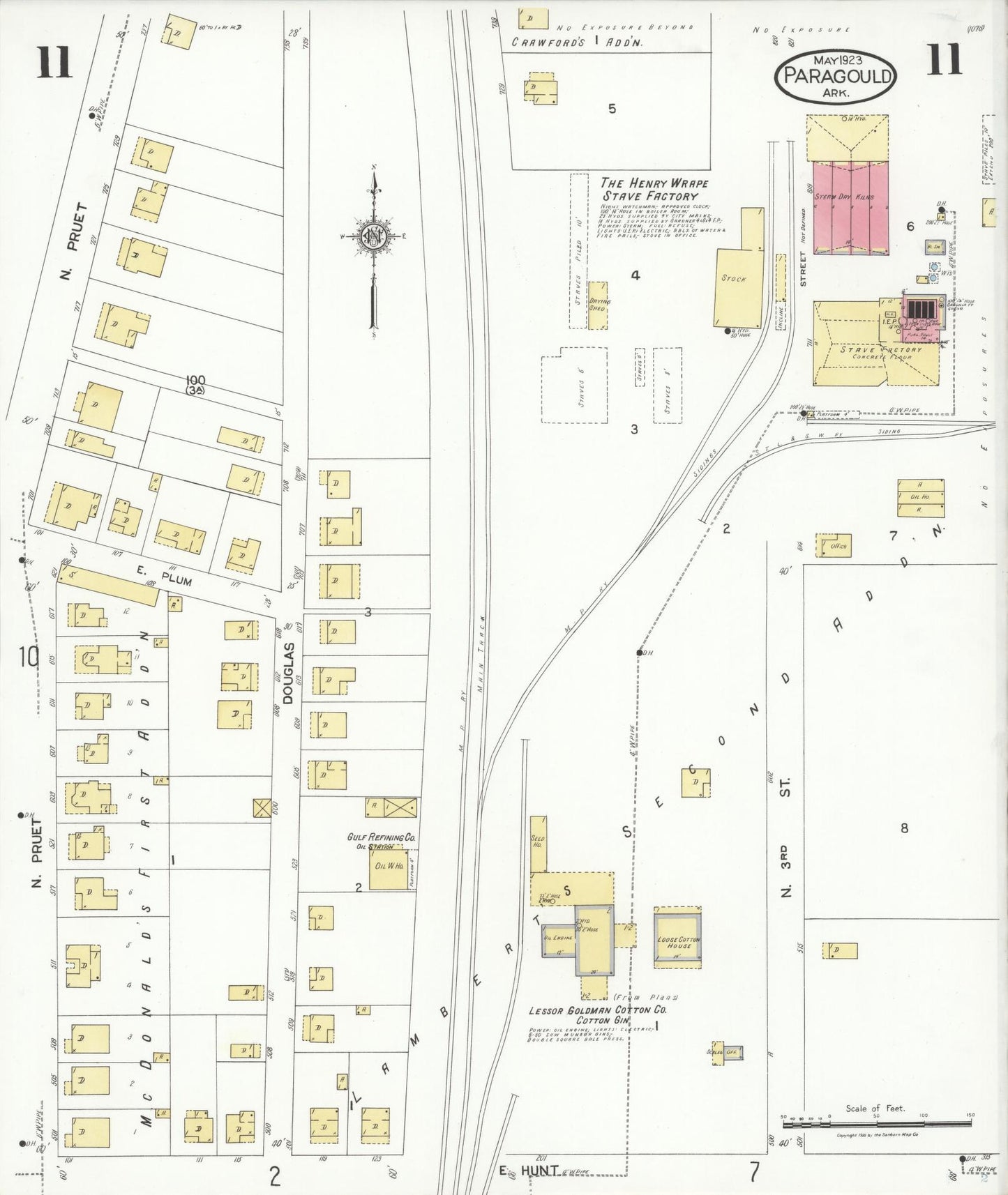 Sanborn Fire Insurance Map from Paragould, Greene County, Arkansas (1923), Sheet #0011 - Historic Sanborn Fire Insurance Map Print, vintage old map wall art, antique decor, genealogy gift, Arkansas Arkansas map