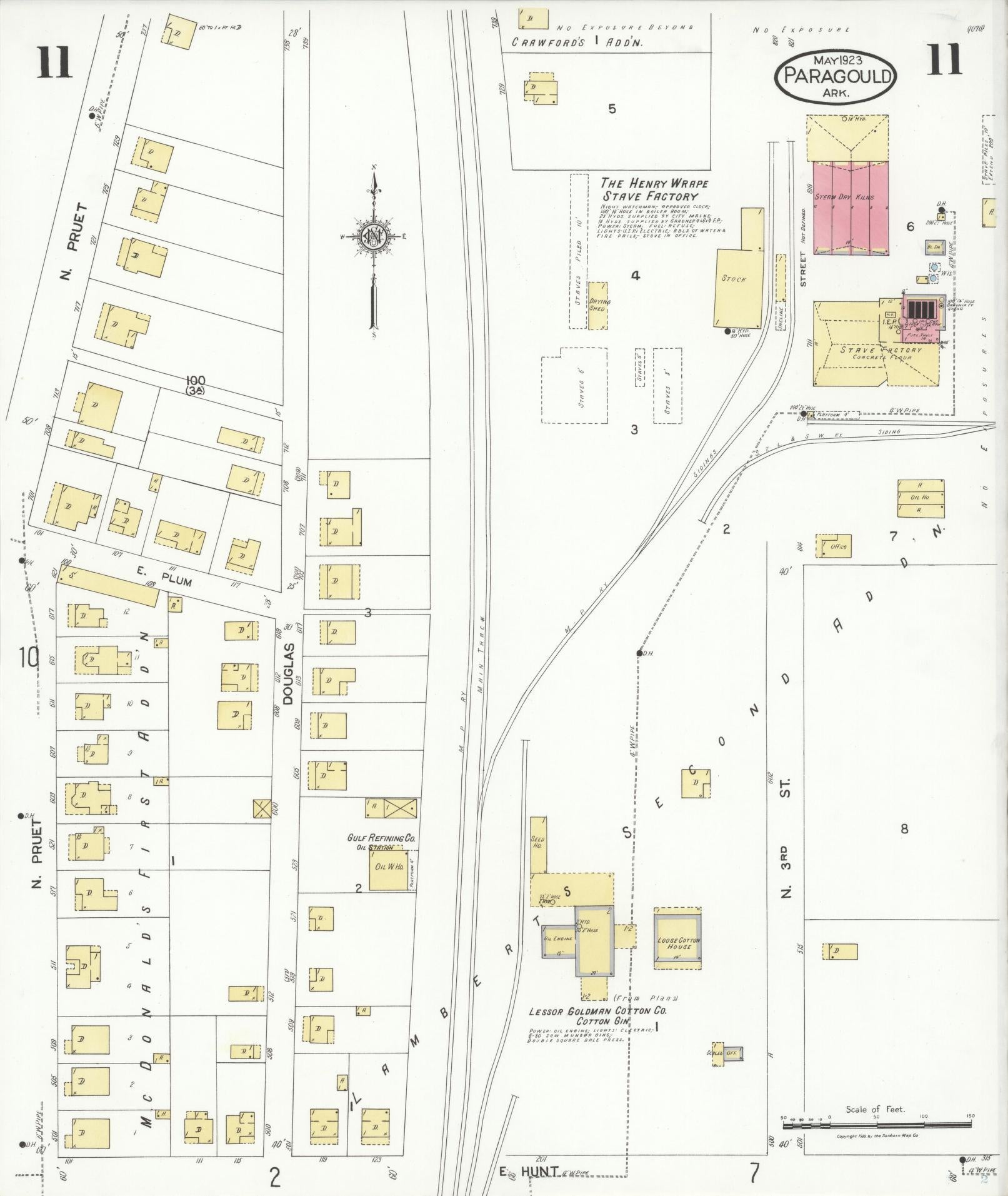 Sanborn Fire Insurance Map from Paragould, Greene County, Arkansas (1923), Sheet #0011 - Historic Sanborn Fire Insurance Map Print, vintage old map wall art, antique decor, genealogy gift, Arkansas Arkansas map