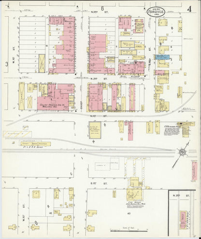 Sanborn Fire Insurance Map from Fordyce, Dallas County, Arkansas (1912), Sheet #0004 - Complete Map Set gallery image, historic Sanborn map, vintage wall art, Arkansas Arkansas