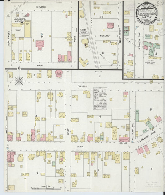 Sanborn Fire Insurance Map from Mason, Warren County, Ohio (1898), Sheet #0001 - Historic Sanborn Fire Insurance Map Print, vintage old map wall art, antique decor, genealogy gift, Ohio Ohio map