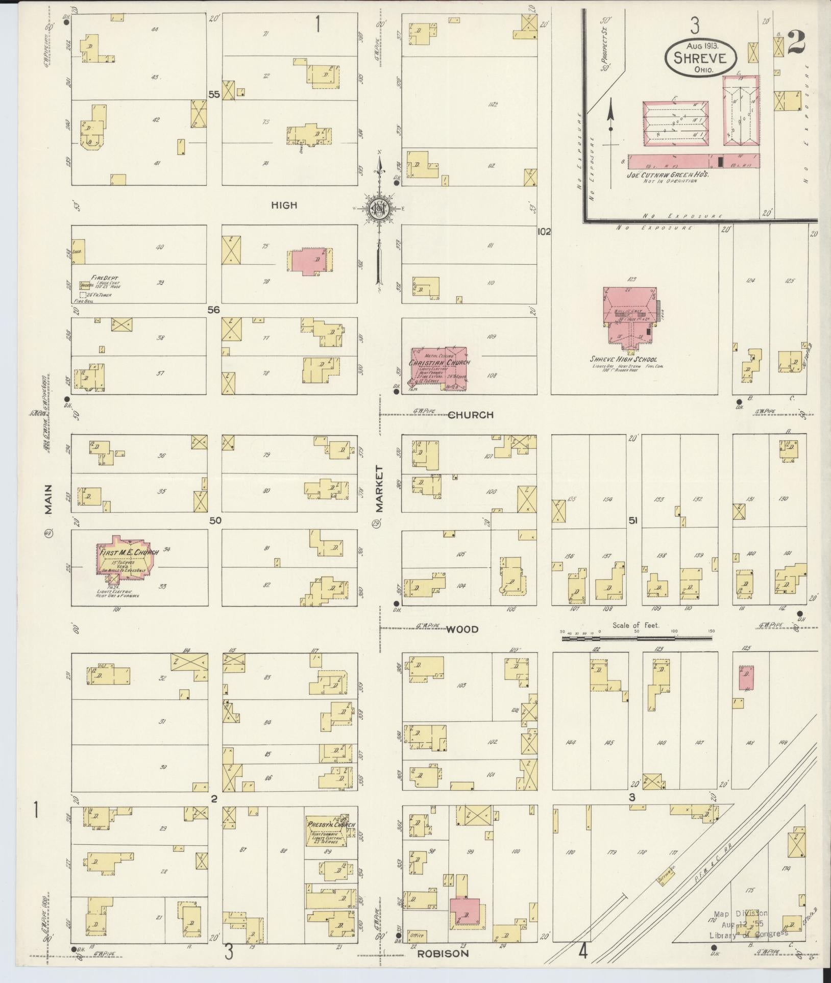 Sanborn Fire Insurance Map from Shreve, Wayne County, Ohio (1913), Sheet #0002 - Complete Map Set gallery image, historic Sanborn map, vintage wall art, Ohio Ohio