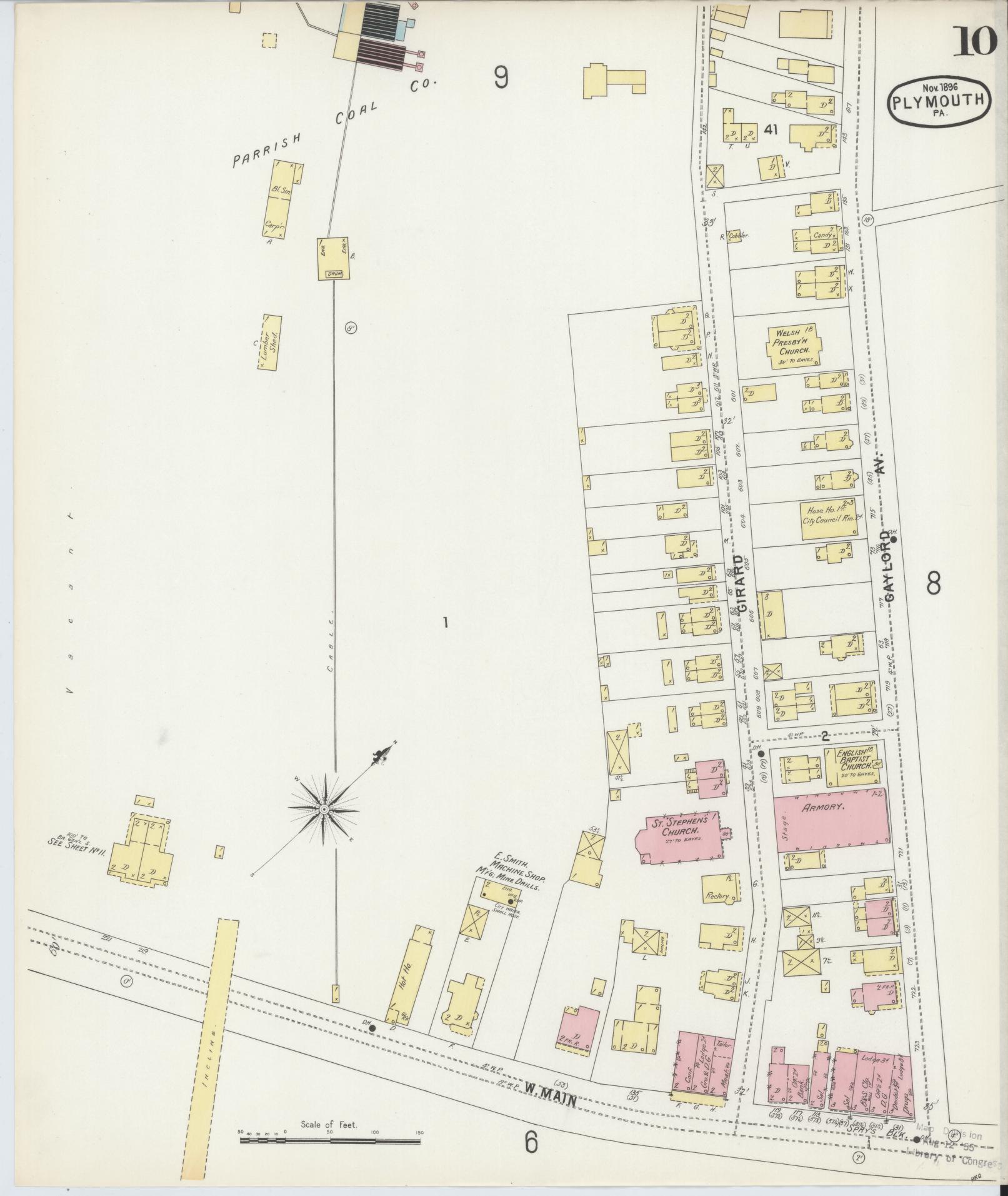 Sanborn Fire Insurance Map from Plymouth, Luzerne County, Pennsylvania (1896), Sheet #0010 - Complete Map Set gallery image, historic Sanborn map, vintage wall art, Pennsylvania Pennsylvania