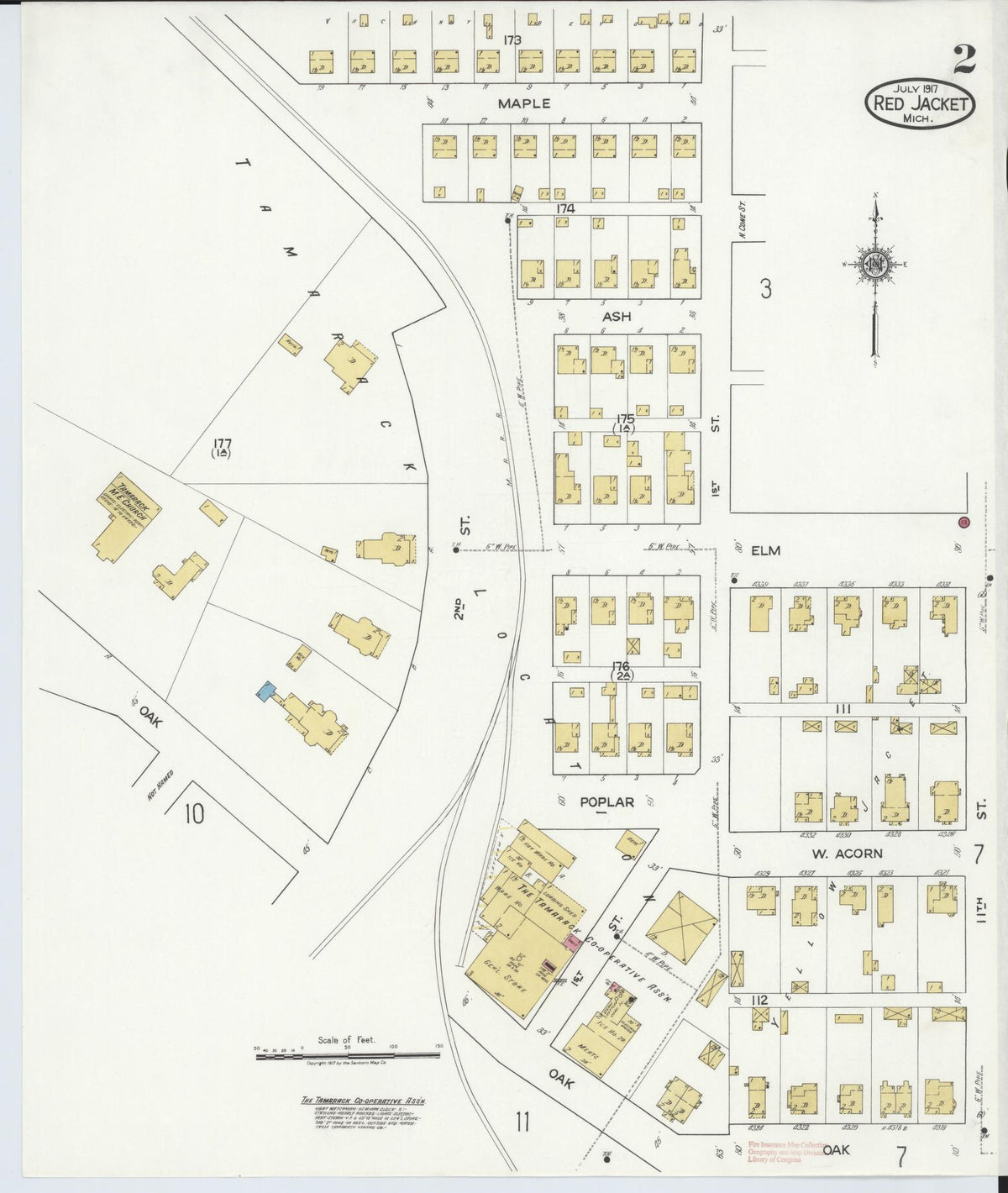 Sanborn Fire Insurance Map from Red Jacket, Houghton County, Michigan (1917), Sheet #0002 - Historic Sanborn Fire Insurance Map Print, vintage old map wall art, antique decor, genealogy gift, Michigan Michigan map