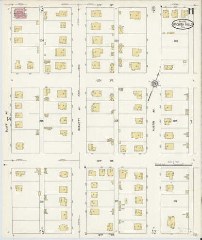 Sanborn Fire Insurance Map from Wichita Falls, Wichita County, Texas (1912), Sheet #0011 - Complete Map Set gallery image, historic Sanborn map, vintage wall art, Texas Texas