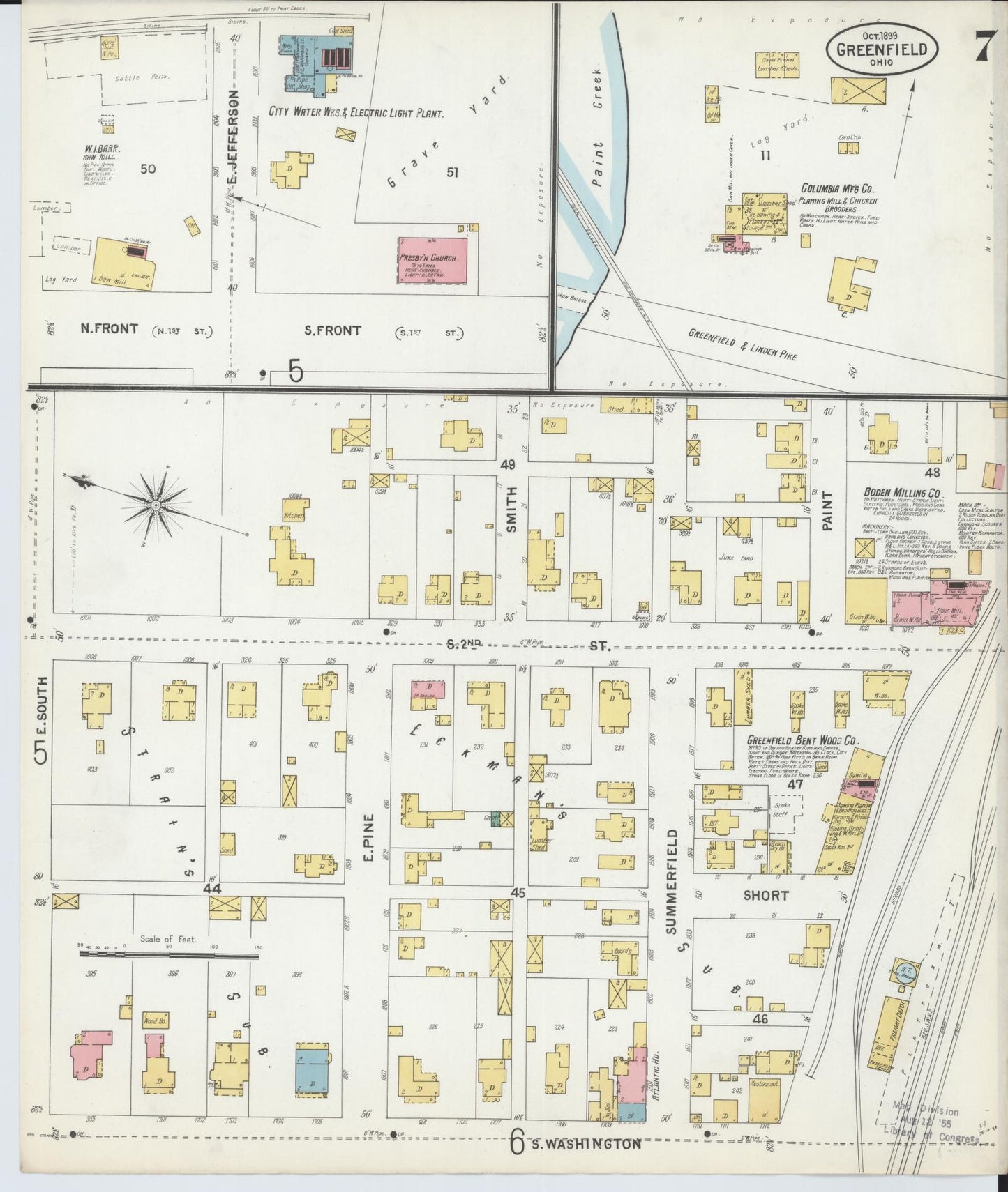Sanborn Fire Insurance Map from Greenfield, Highland County, Ohio (1899), Sheet #0007 - Historic Sanborn Fire Insurance Map Print, vintage old map wall art, antique decor, genealogy gift, Ohio Ohio map