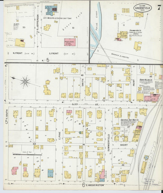 Sanborn Fire Insurance Map from Greenfield, Highland County, Ohio (1899), Sheet #0007 - Historic Sanborn Fire Insurance Map Print, vintage old map wall art, antique decor, genealogy gift, Ohio Ohio map