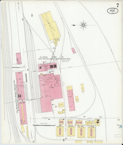 Sanborn Fire Insurance Map from Peru, La Salle County, Illinois (1909), Sheet #0007 - Complete Map Set gallery image, historic Sanborn map, vintage wall art, Illinois Illinois