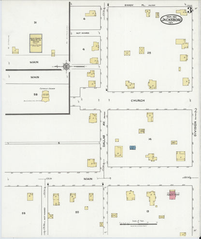 Sanborn Fire Insurance Map from Jacksboro, Jack County, Texas (1921), Sheet #0003 - Historic Sanborn Fire Insurance Map Print, vintage old map wall art, antique decor, genealogy gift, Texas Texas map