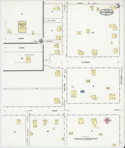 Sanborn Fire Insurance Map from Jacksboro, Jack County, Texas (1921), Sheet #0003 - Historic Sanborn Fire Insurance Map Print, vintage old map wall art, antique decor, genealogy gift, Texas Texas map