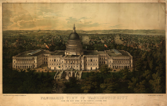 Panoramic view of Washington City from the new dome of the Capitol, looking east (1857) – Historic Bird’s-Eye View Panorama Print
