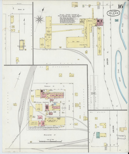 Sanborn Fire Insurance Map from Olean, Cattaraugus County, New York (1894), Sheet #0016 - Historic Sanborn Fire Insurance Map Print, vintage old map wall art, antique decor, genealogy gift, New York New York map
