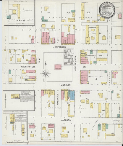 Sanborn Fire Insurance Map from Marshfield, Webster County, Missouri (1892), Sheet #0001 - Historic Sanborn Fire Insurance Map Print, vintage old map wall art, antique decor, genealogy gift, Missouri Missouri map