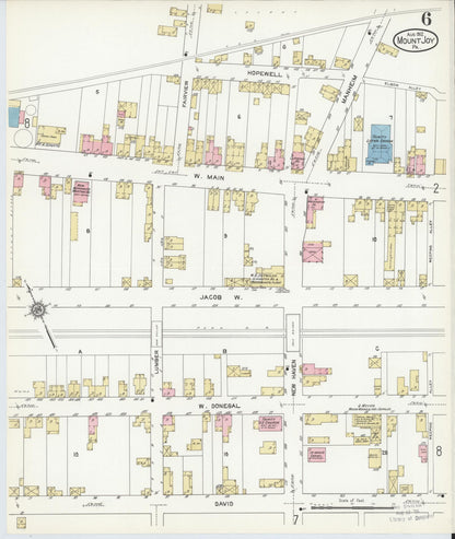 Sanborn Fire Insurance Map from Mount Joy, Lancaster County, Pennsylvania (1912), Sheet #0006 - Historic Sanborn Fire Insurance Map Print, vintage old map wall art, antique decor, genealogy gift, Pennsylvania Pennsylvania map