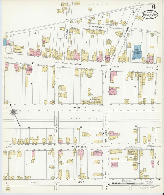 Sanborn Fire Insurance Map from Mount Joy, Lancaster County, Pennsylvania (1912), Sheet #0006 - Historic Sanborn Fire Insurance Map Print, vintage old map wall art, antique decor, genealogy gift, Pennsylvania Pennsylvania map