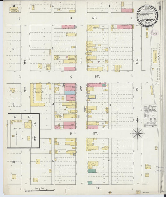 Sanborn Fire Insurance Map from Deepwater, Henry County, Missouri (1894), Sheet #0001 - Complete Map Set gallery image, historic Sanborn map, vintage wall art, Missouri Missouri