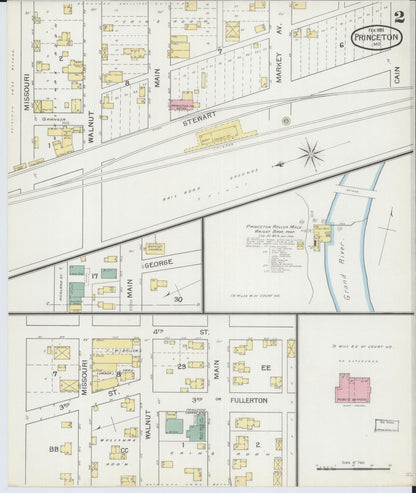 Sanborn Fire Insurance Map from Princeton, Mercer County, Missouri (1893), Sheet #0002 - Historic Sanborn Fire Insurance Map Print, vintage old map wall art, antique decor, genealogy gift, Missouri Missouri map