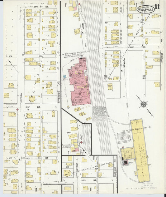 Sanborn Fire Insurance Map from Wellsville, Columbiana County, Ohio (1915), Sheet #0011 - Historic Sanborn Fire Insurance Map Print, vintage old map wall art, antique decor, genealogy gift, Ohio Ohio map