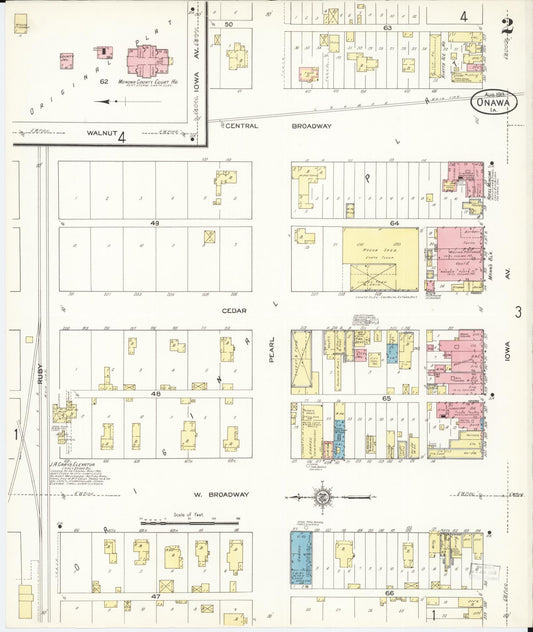 Sanborn Fire Insurance Map from Onawa, Monona County, Iowa (1913), Sheet #0002 - Historic Sanborn Fire Insurance Map Print, vintage old map wall art