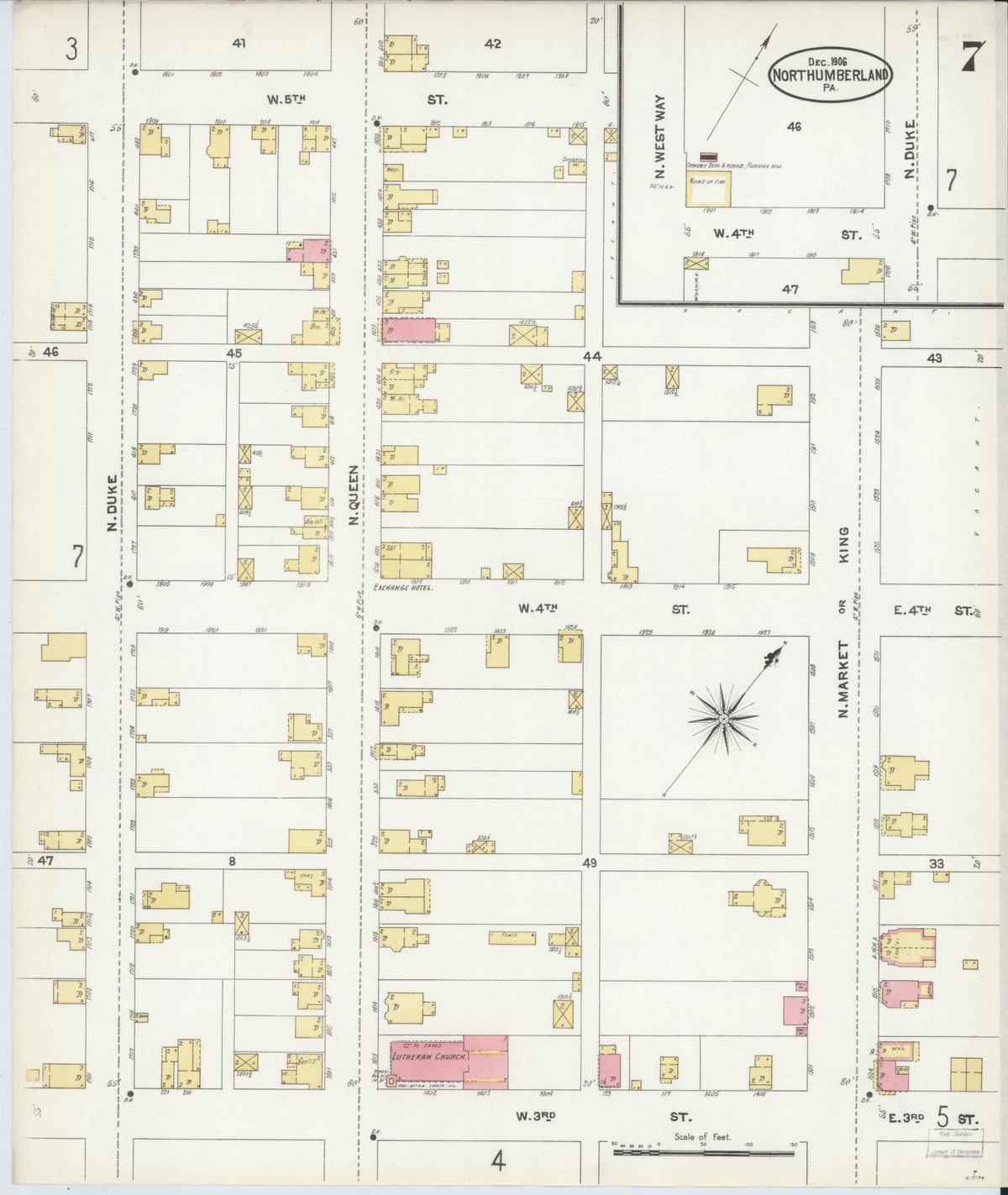 Sanborn Fire Insurance Map from Northumberland, Northumberland County, Pennsylvania (1906), Sheet #0007 - Historic Sanborn Fire Insurance Map Print, vintage old map wall art, antique decor, genealogy gift, Pennsylvania Pennsylvania map